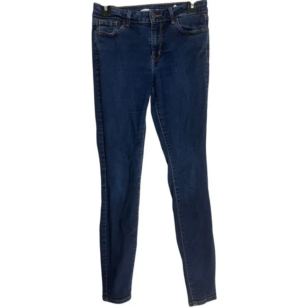 Old Navy Women Rockstar Super Skinny Jeans Size 4 Dark Blue Denim Cotton Blend